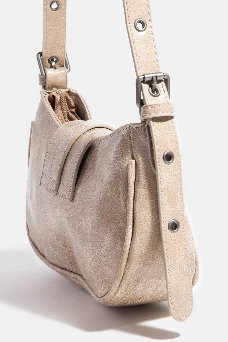 Western Buckle Accent Multi Panel Shoulder Bag: IV