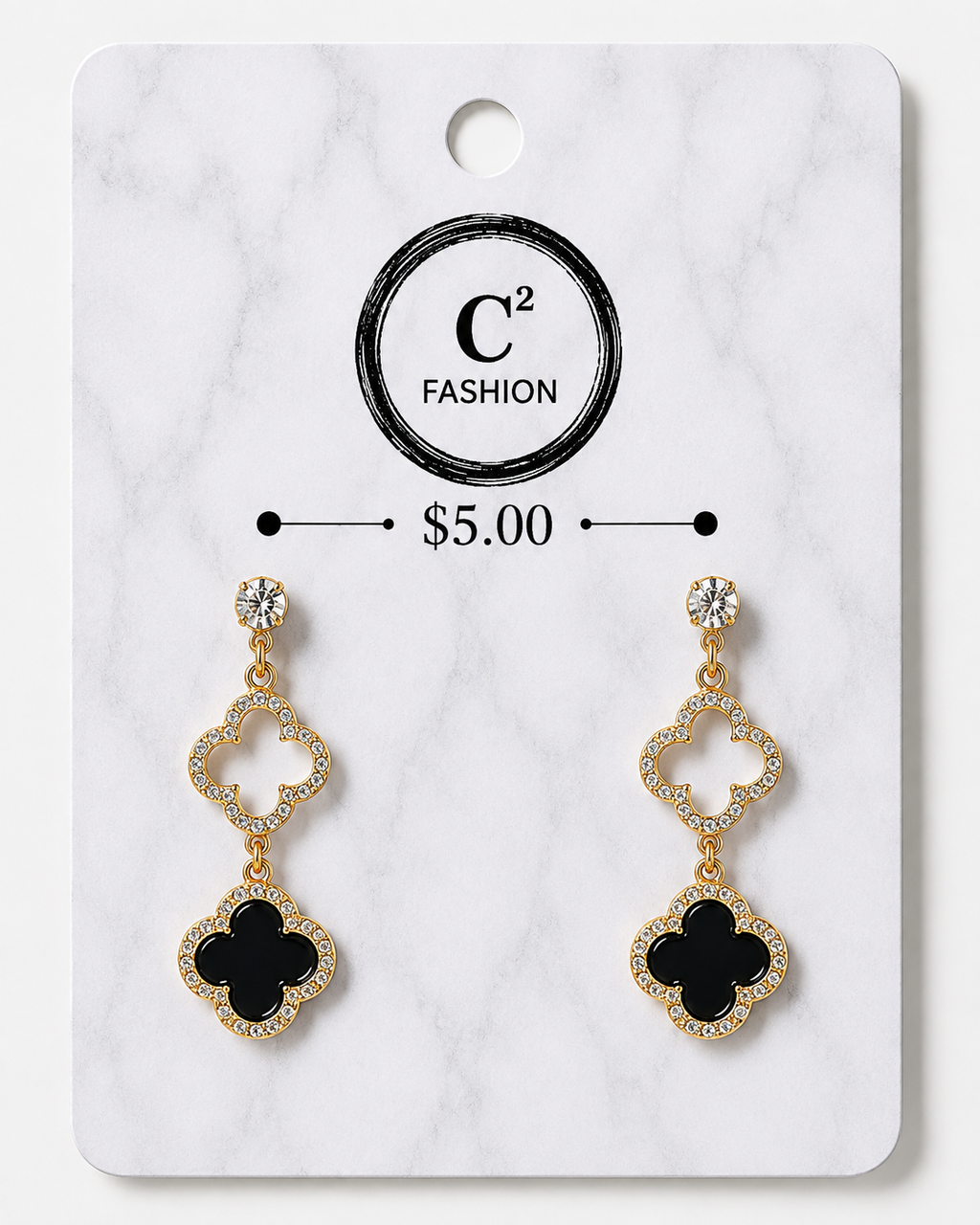 Black clover rhinestone gold 