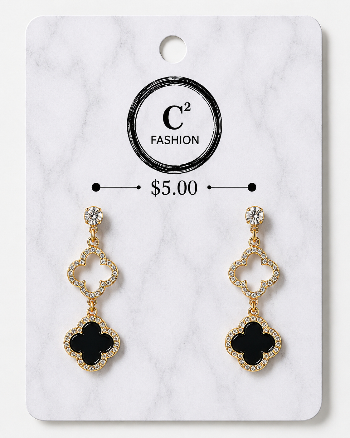 Black clover rhinestone gold 