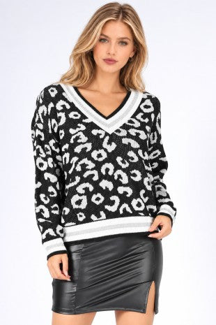 Leopard V neck Sweater