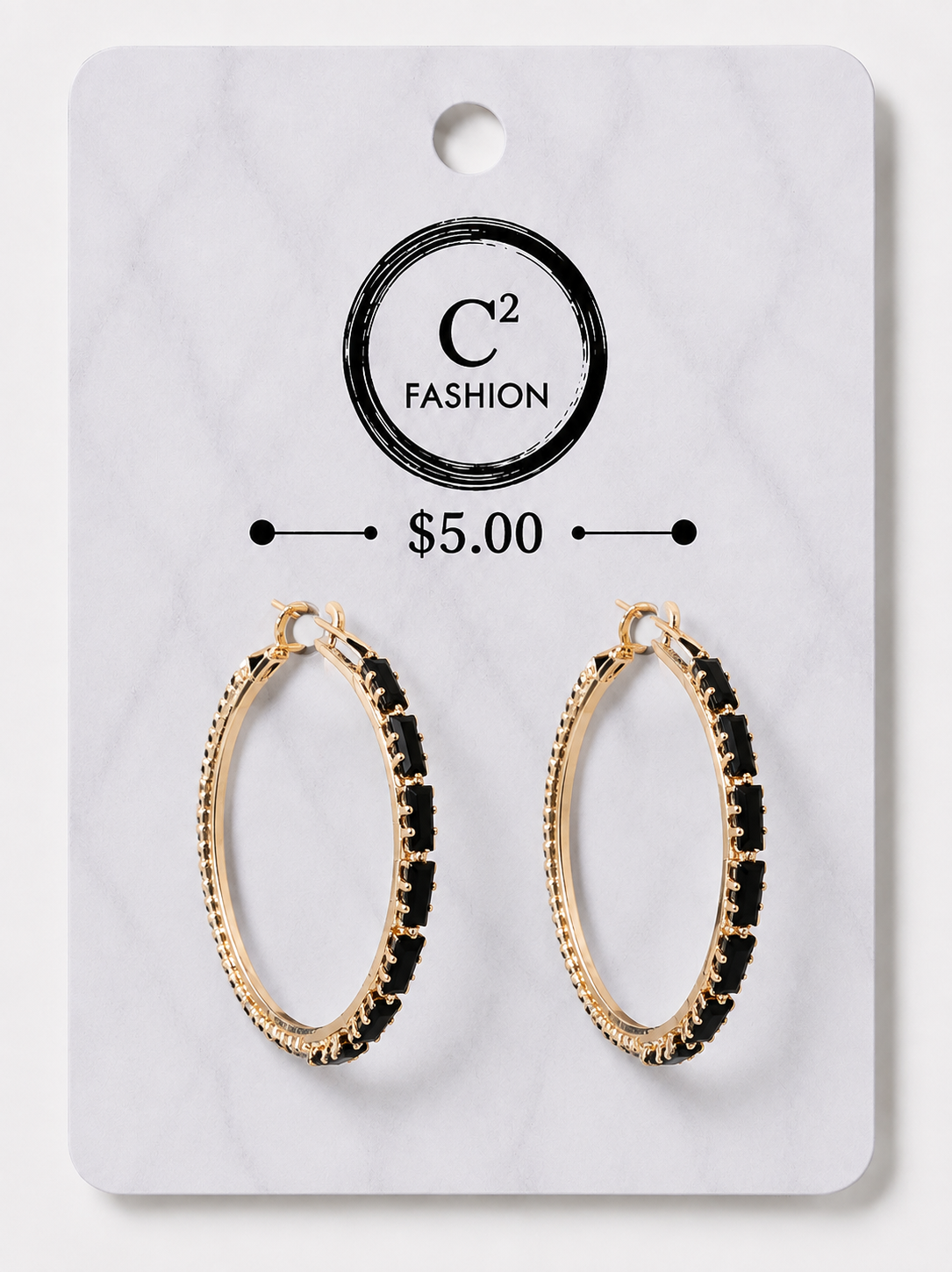 Gold hoops with black bling 