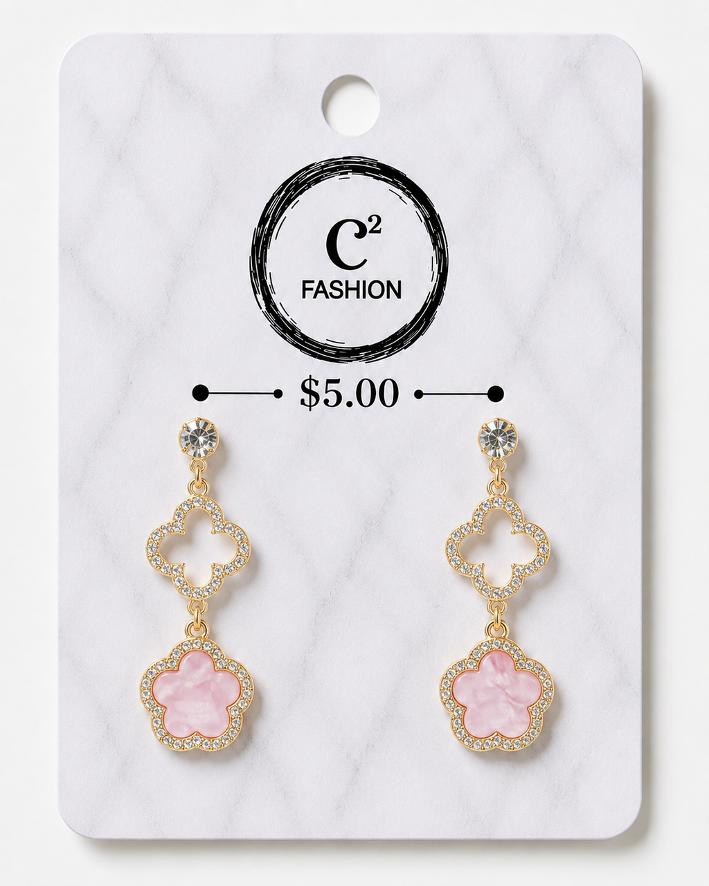 Clover rhinestone with pink and gold 