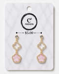 Clover rhinestone with pink and gold 