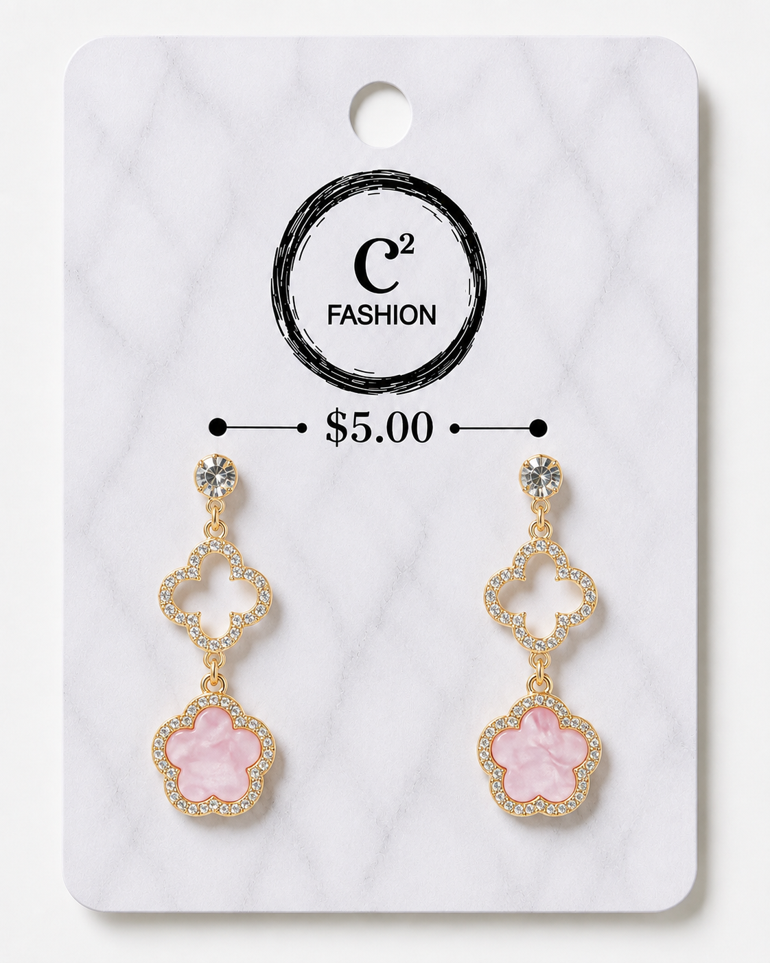 Clover rhinestone with pink and gold 