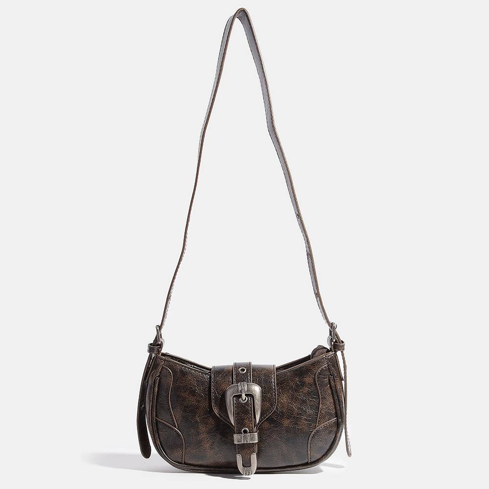 Western Buckle Accent Multi Panel Shoulder Bag: IV