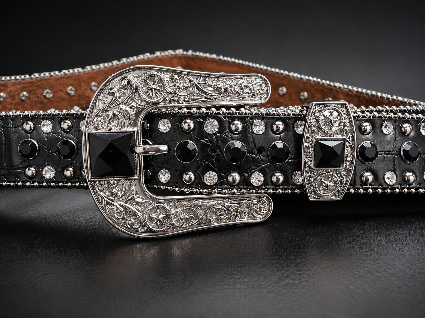 Top Notch - Black Rhinestone Belt