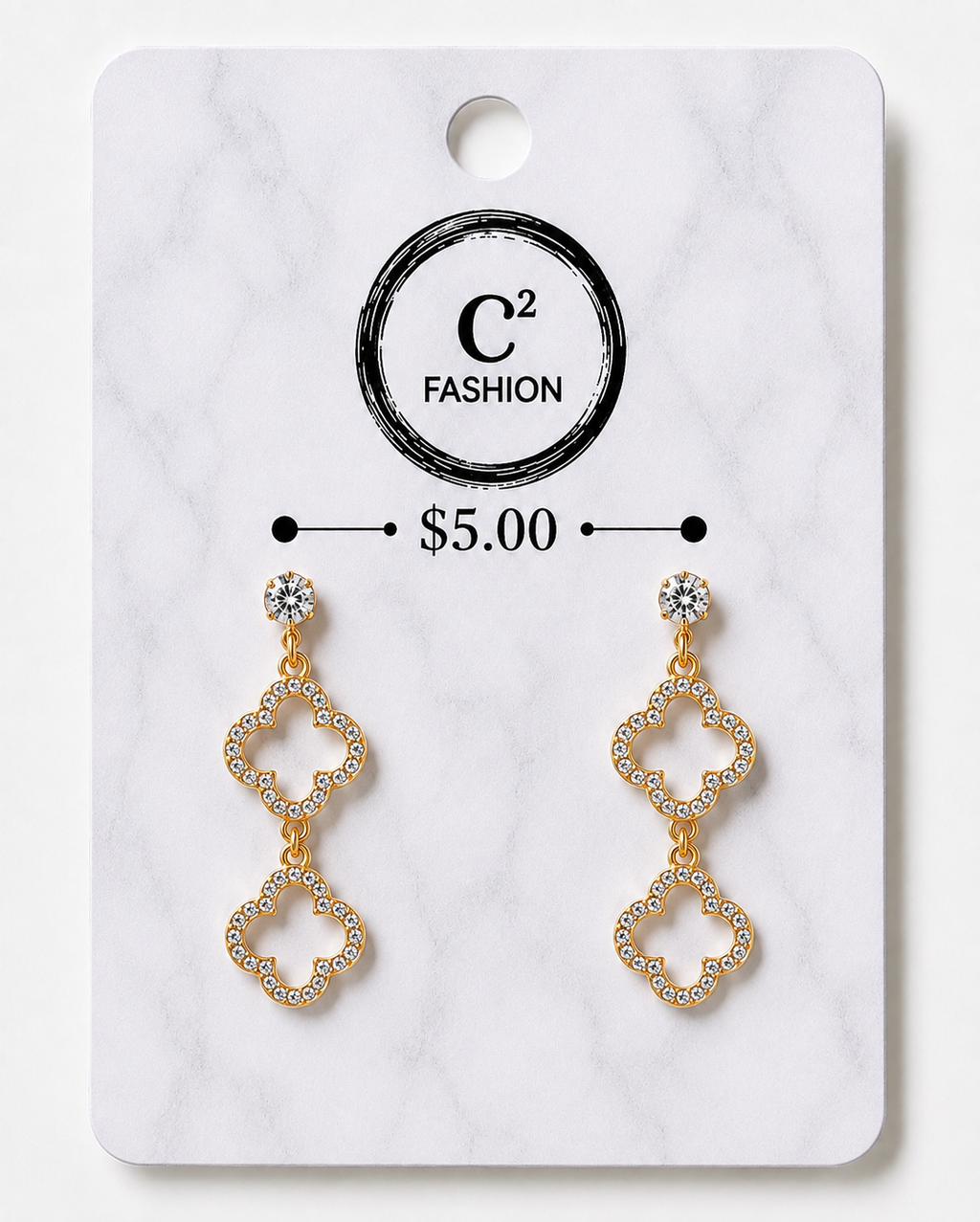 Gold with rhinestone clover 