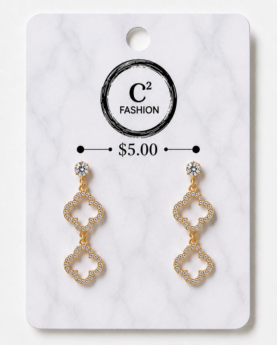 Gold with rhinestone clover 