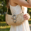 Western Buckle Accent Multi Panel Shoulder Bag: IV