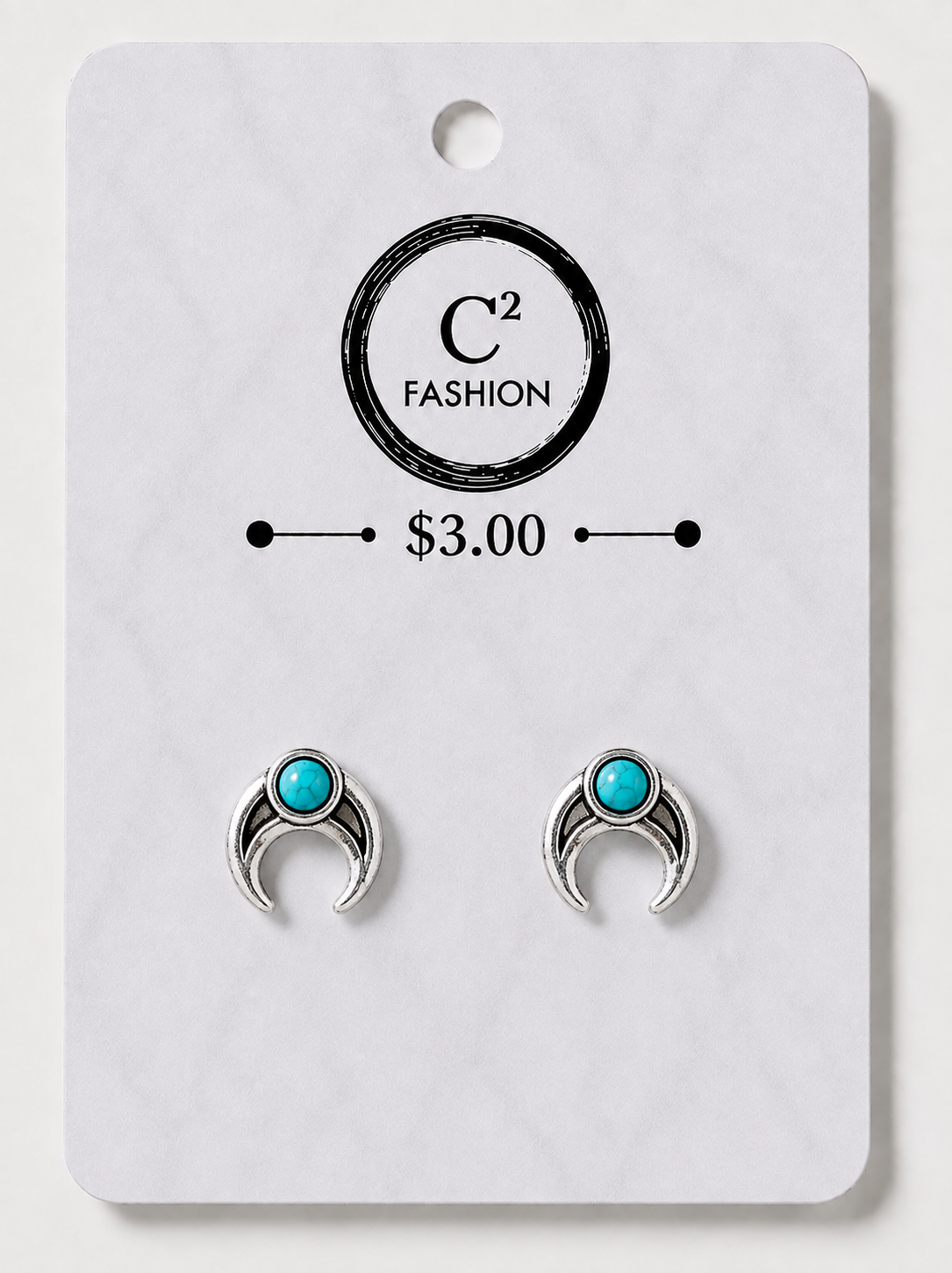 Half moon earrings with turquoise in the middle 