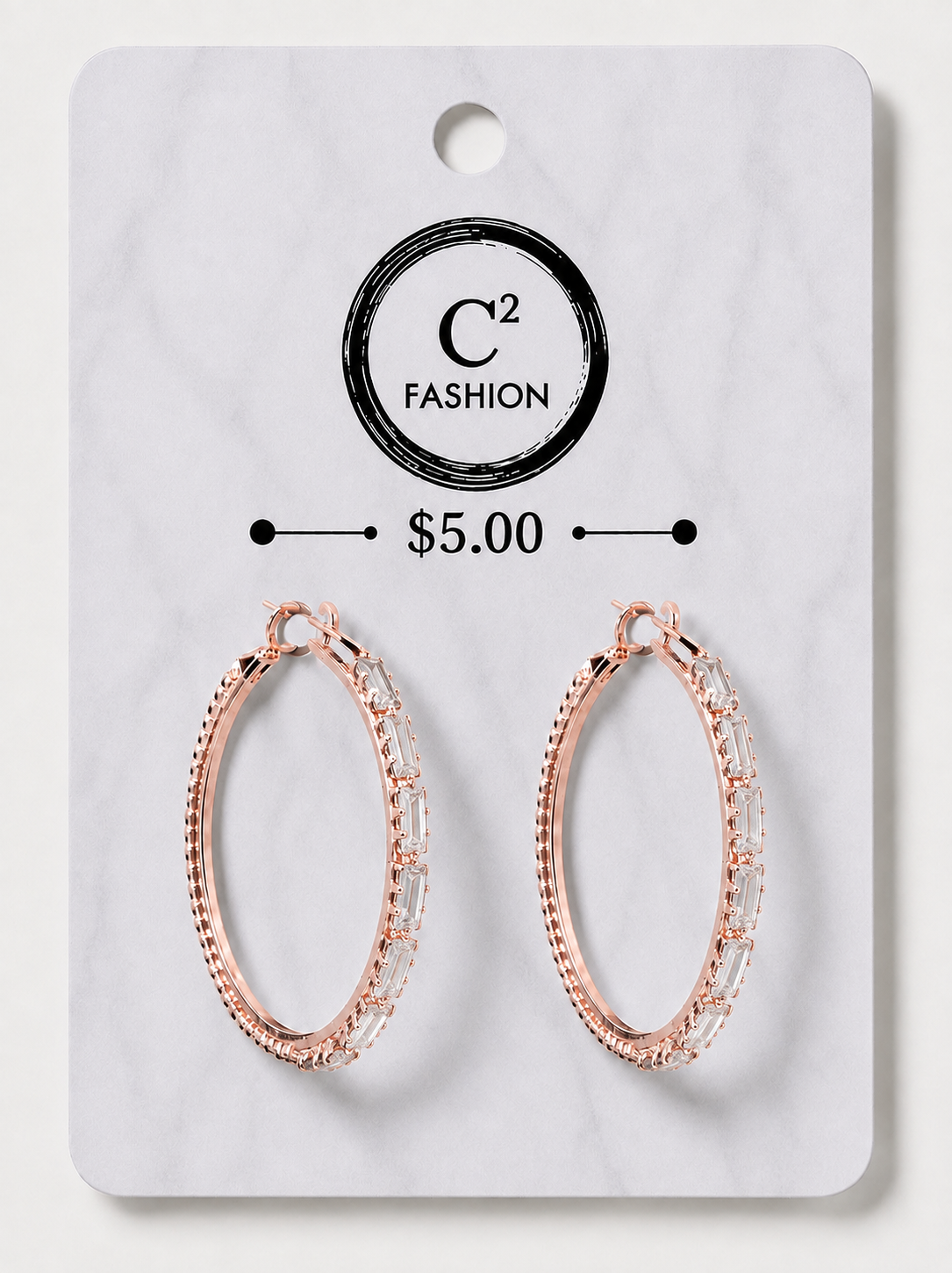 Rose gold hoops with white crystal bling 