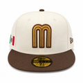 Baseball cap with brown and beige design on a white background