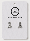 Sliver Cowboy boot earrings 