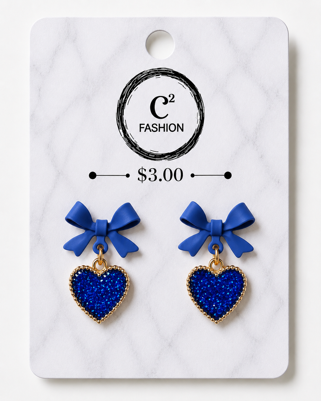 Blue earrings with bow and heart 