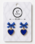 Blue earrings with bow and heart 