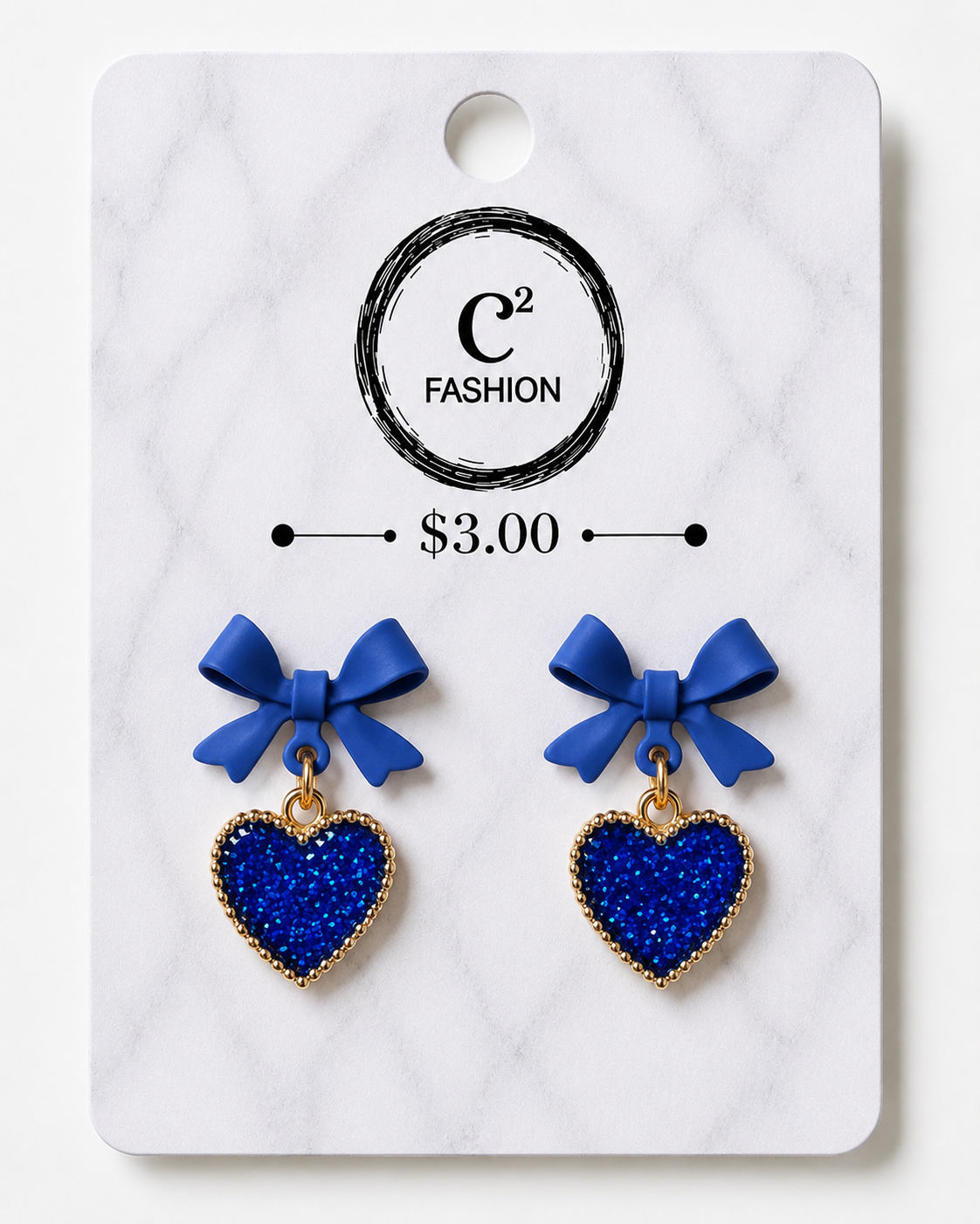 Blue earrings with bow and heart 