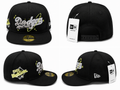 Black fitted cap with oversized silver Dodgers script, neon accent embroidery, and 1988 World Series side patch.