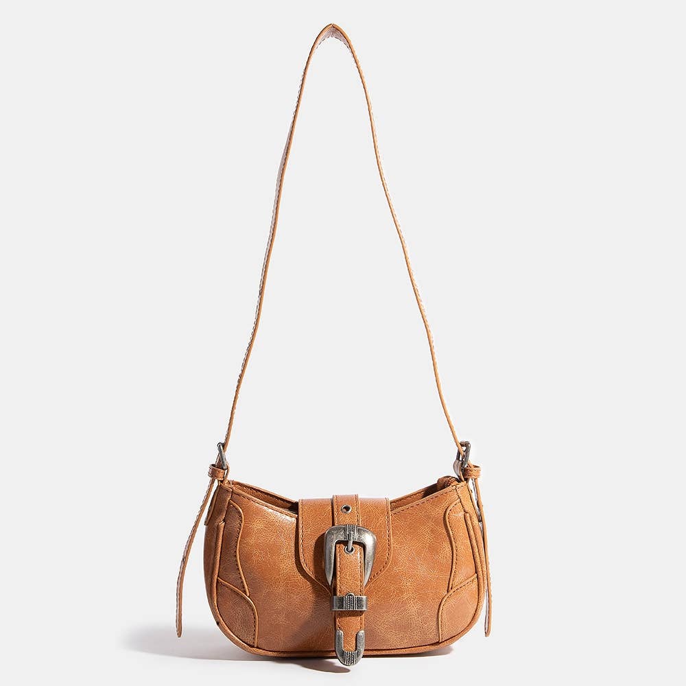 Western Buckle Accent Multi Panel Shoulder Bag: IV