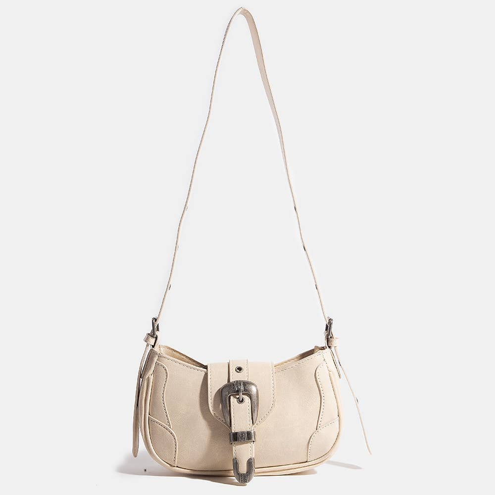 Western Buckle Accent Multi Panel Shoulder Bag: IV
