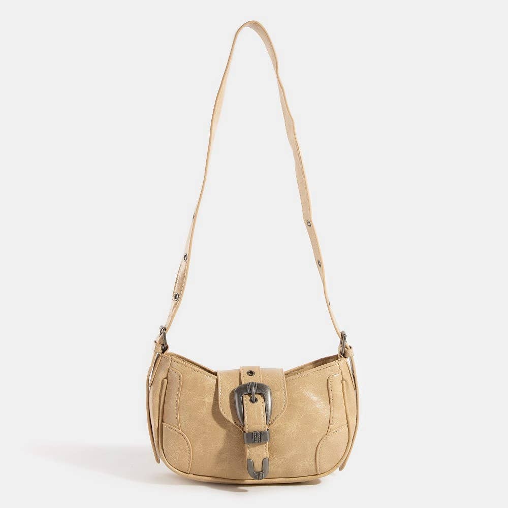 Western Buckle Accent Multi Panel Shoulder Bag: IV